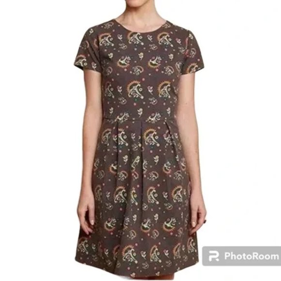 NWT Matilda Jane Size XL Brown Maja Ponte Retro Floral Print Dress - Picture 1 of 4